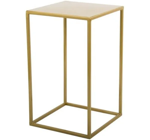 Vysoký zlatý hranatý stojan na svadobnú výzdobu na prenájom