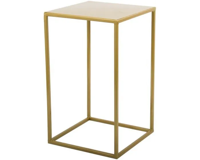 Vysoký zlatý hranatý stojan na svadobnú výzdobu na prenájom